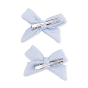 Bow Hair Clips (Set of 2) - Sheer Blue Rib
