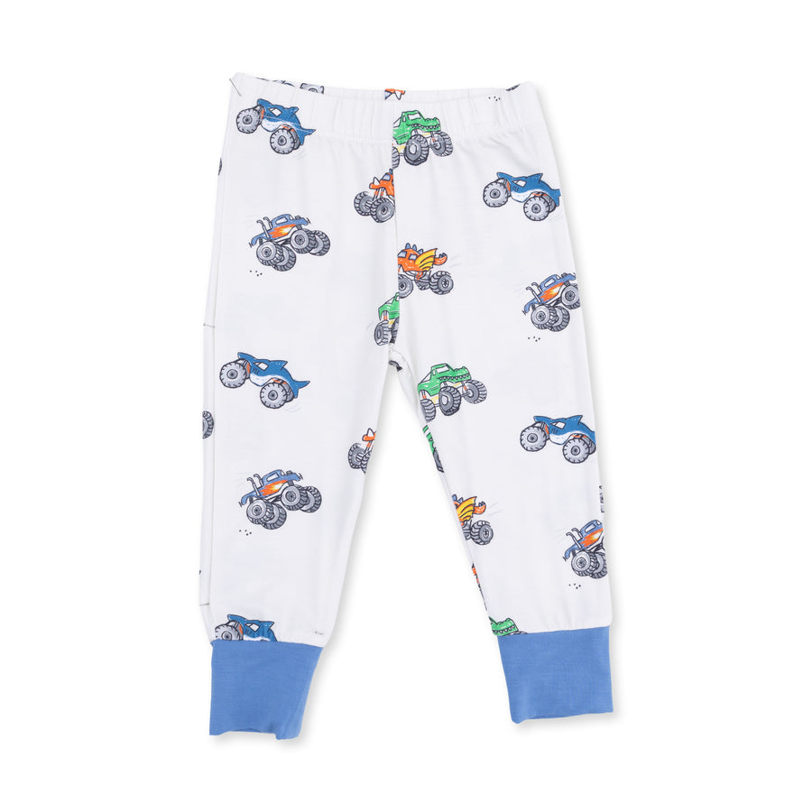 Long Sleeve Bamboo Loungewear Set - Monster Trucks
