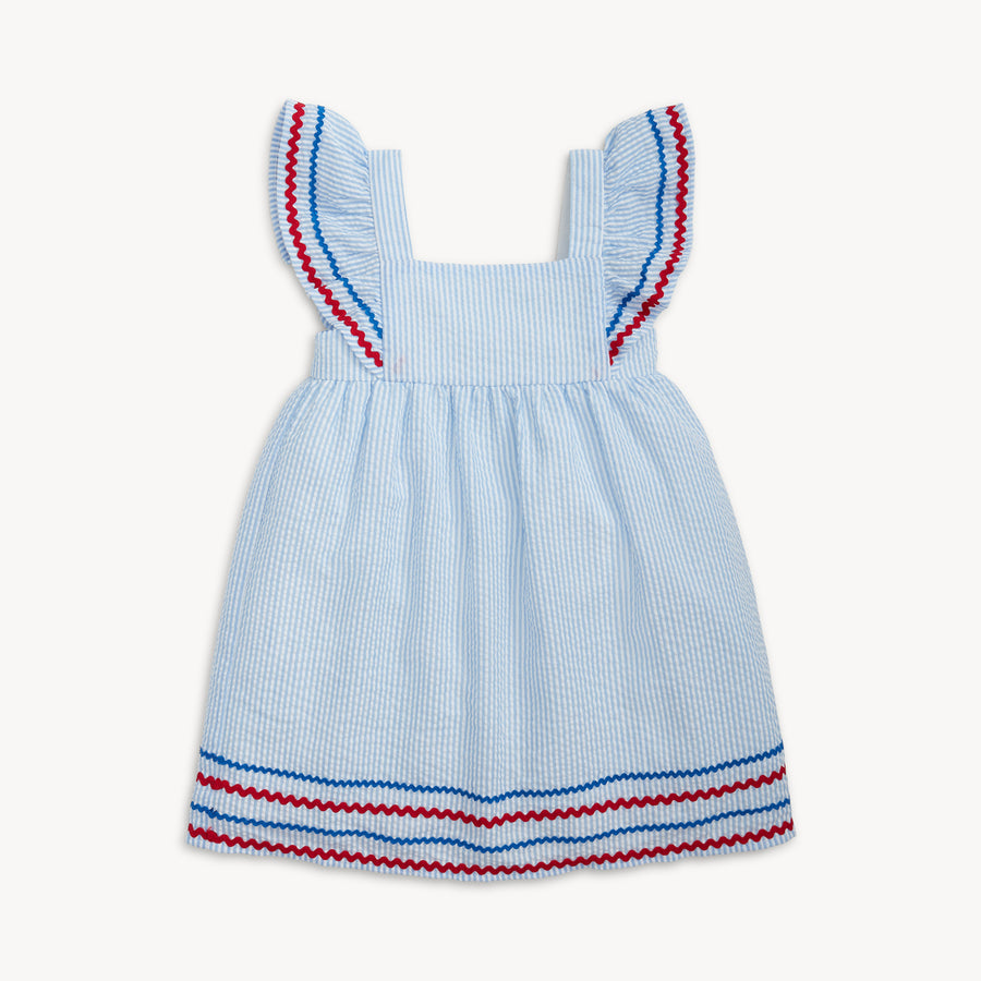 Flutter Sleeve Dress - Seersucker Stripe