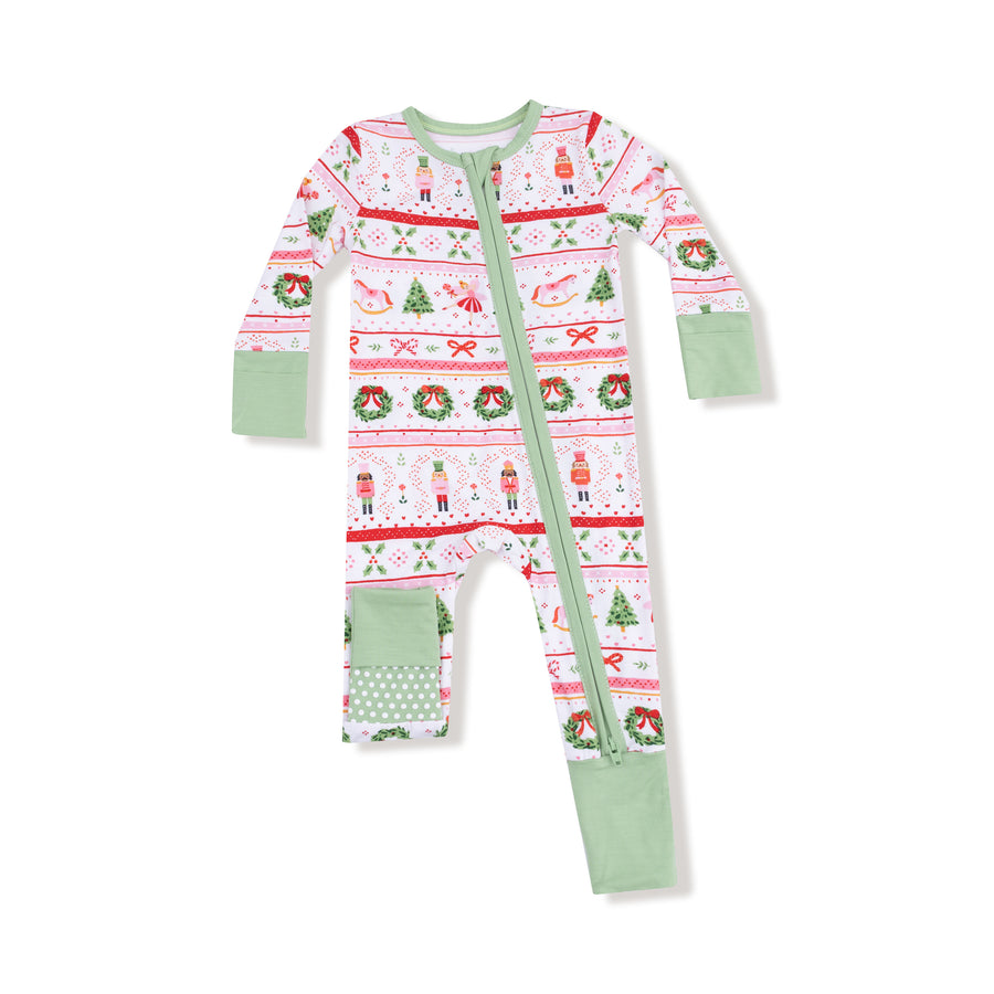 Bamboo Zipper Footie - Sugar Plum Fairy - Nutcracker Fair Isle