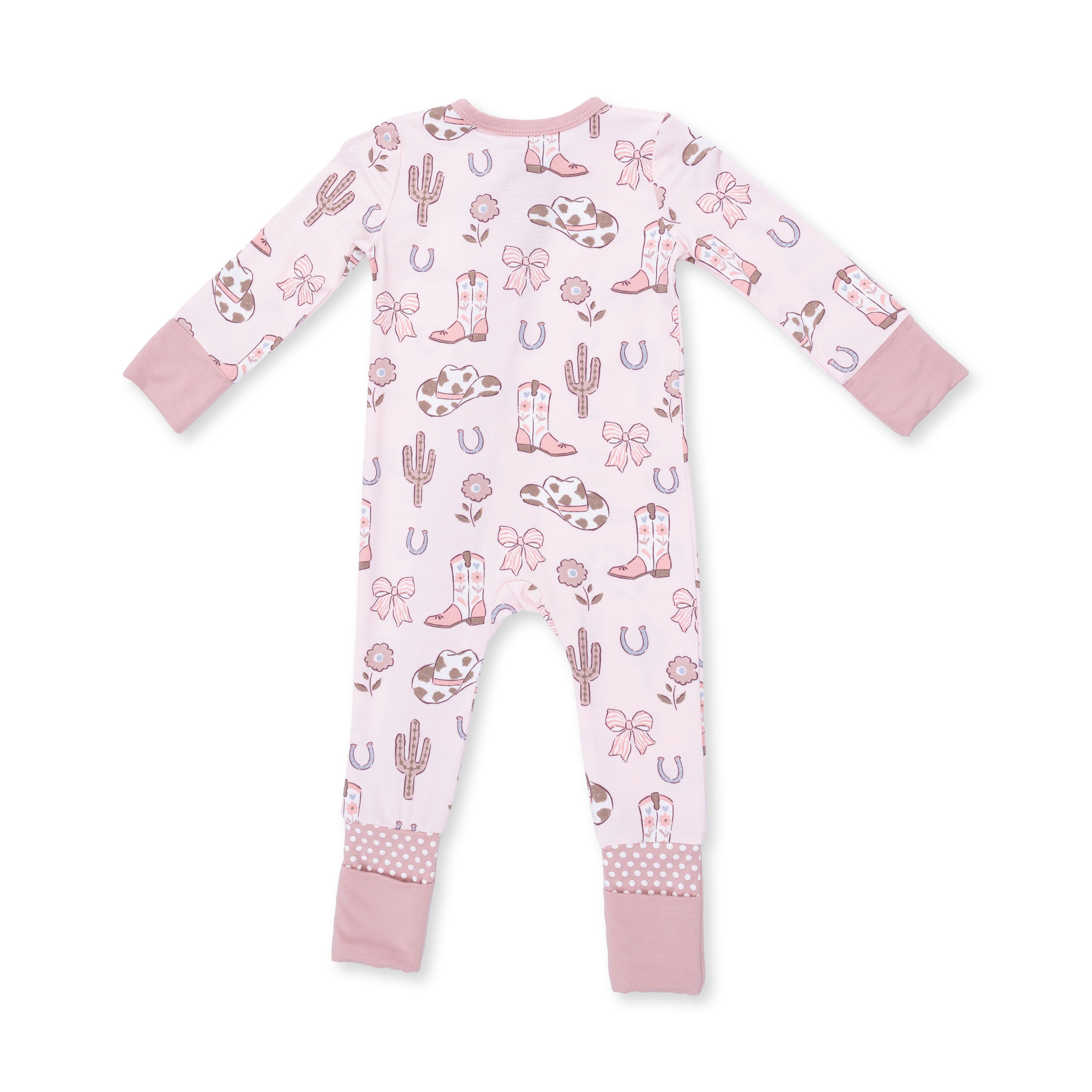 Bamboo Zipper Romper - Cowgirl Boots and Bows