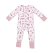 Bamboo Zipper Romper - Cowgirl Boots and Bows