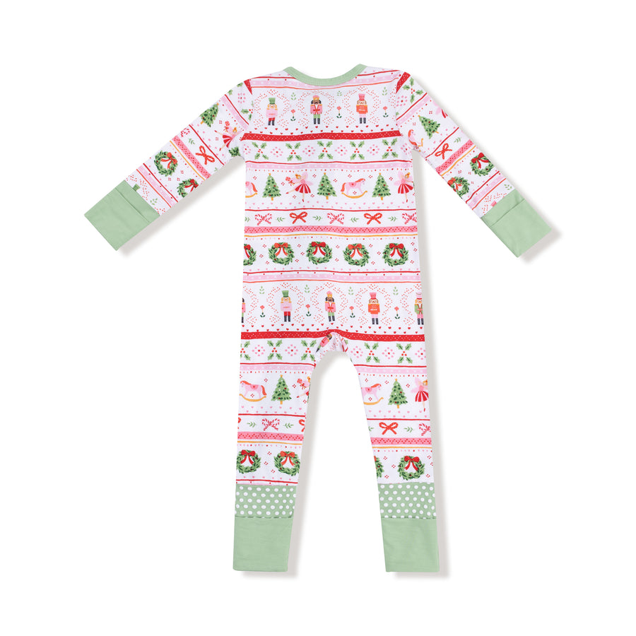 Bamboo Zipper Footie - Sugar Plum Fairy - Nutcracker Fair Isle