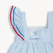 Flutter Sleeve Dress - Seersucker Stripe