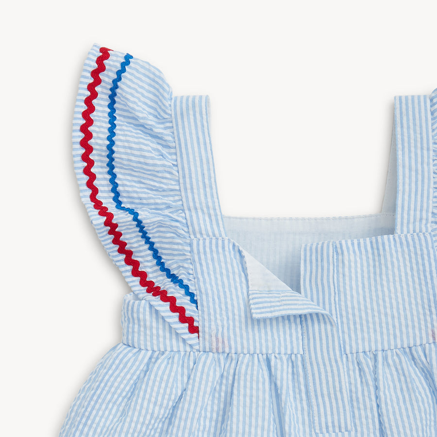 Flutter Sleeve Dress - Seersucker Stripe