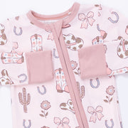Bamboo Zipper Romper - Cowgirl Boots and Bows