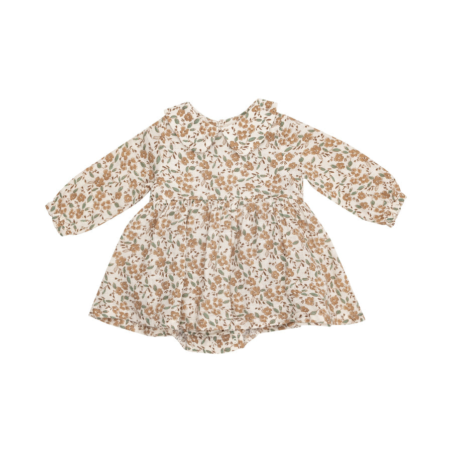 Peter Pan Collar Bubble With Skirt - Bitty Brown Floral