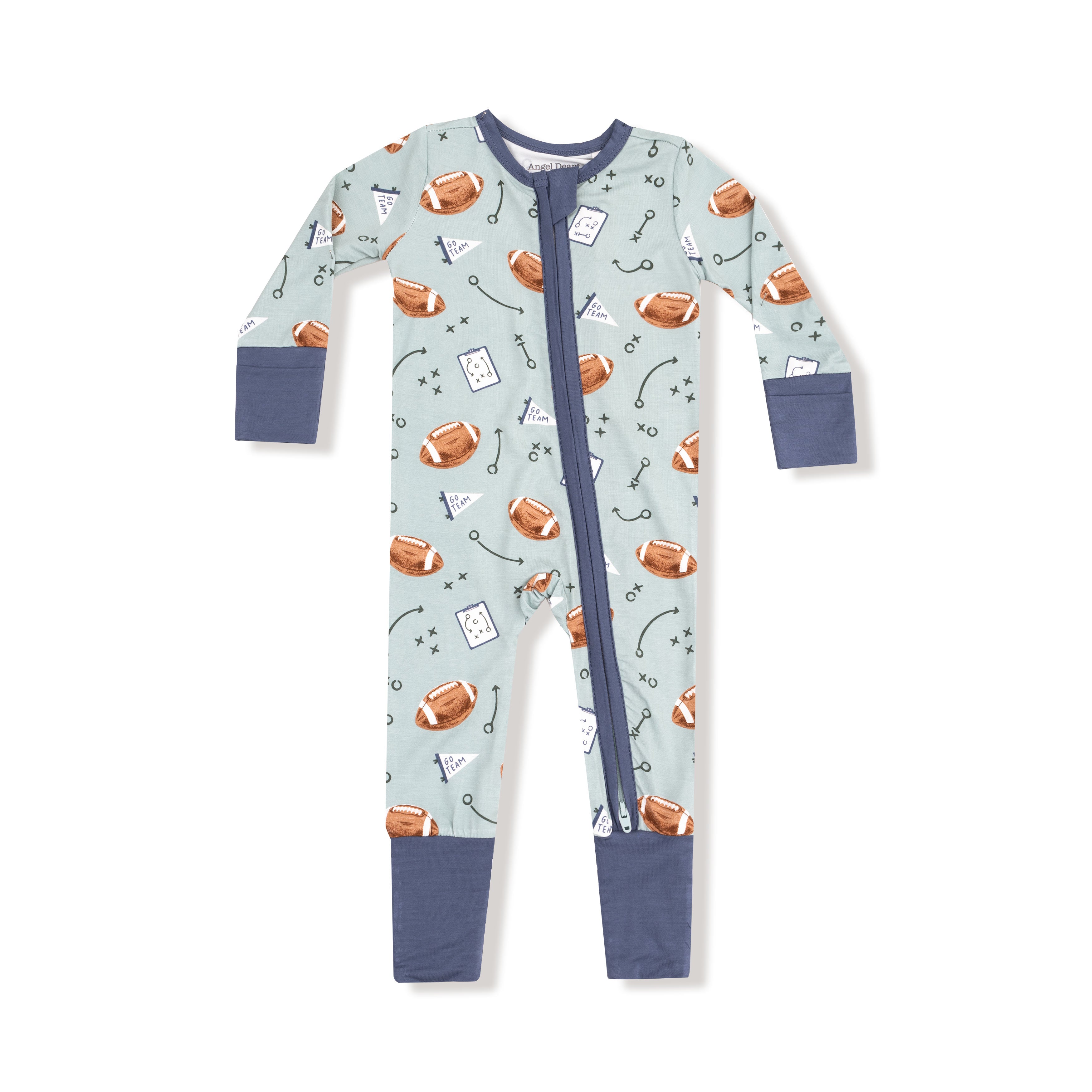 Bamboo Zipper Romper - Touchdown Time - Grey Mist