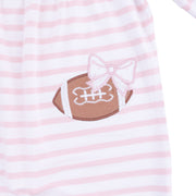Ruffle Snap Sleeve Romper - Football Stripe