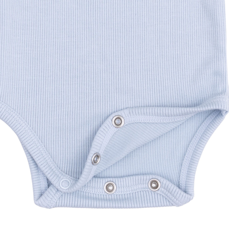 Ribbed Long Sleeve Bodysuit -  Sheer Blue