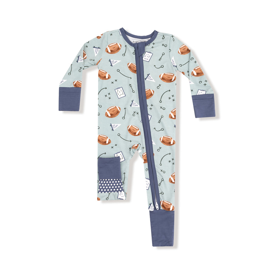 Bamboo Zipper Romper - Touchdown Time - Grey Mist