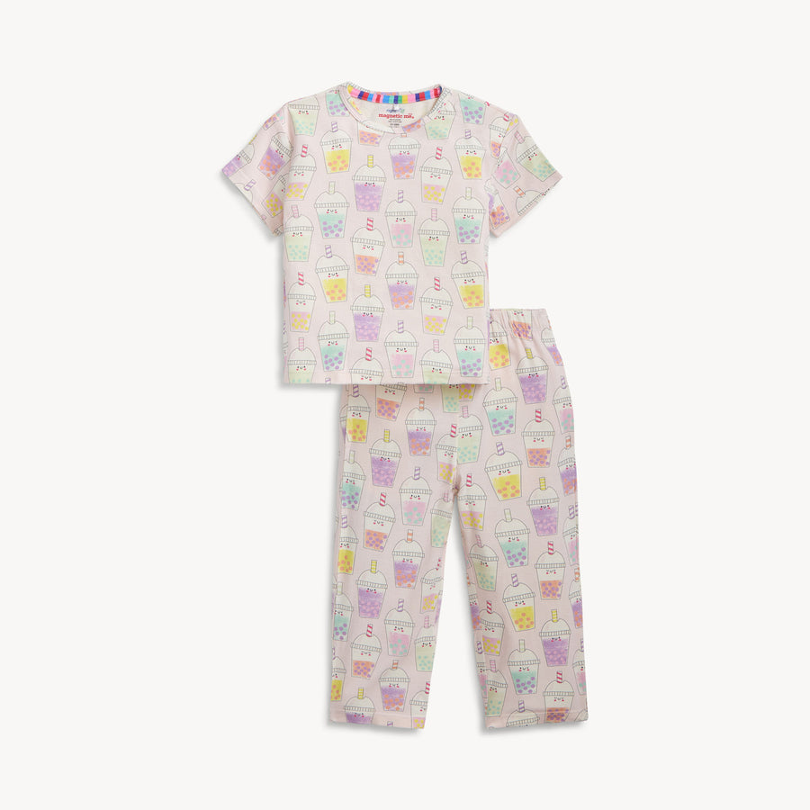 Modal Magnetic Short Sleeve Toddler Pajamas - Boba Beau-tea