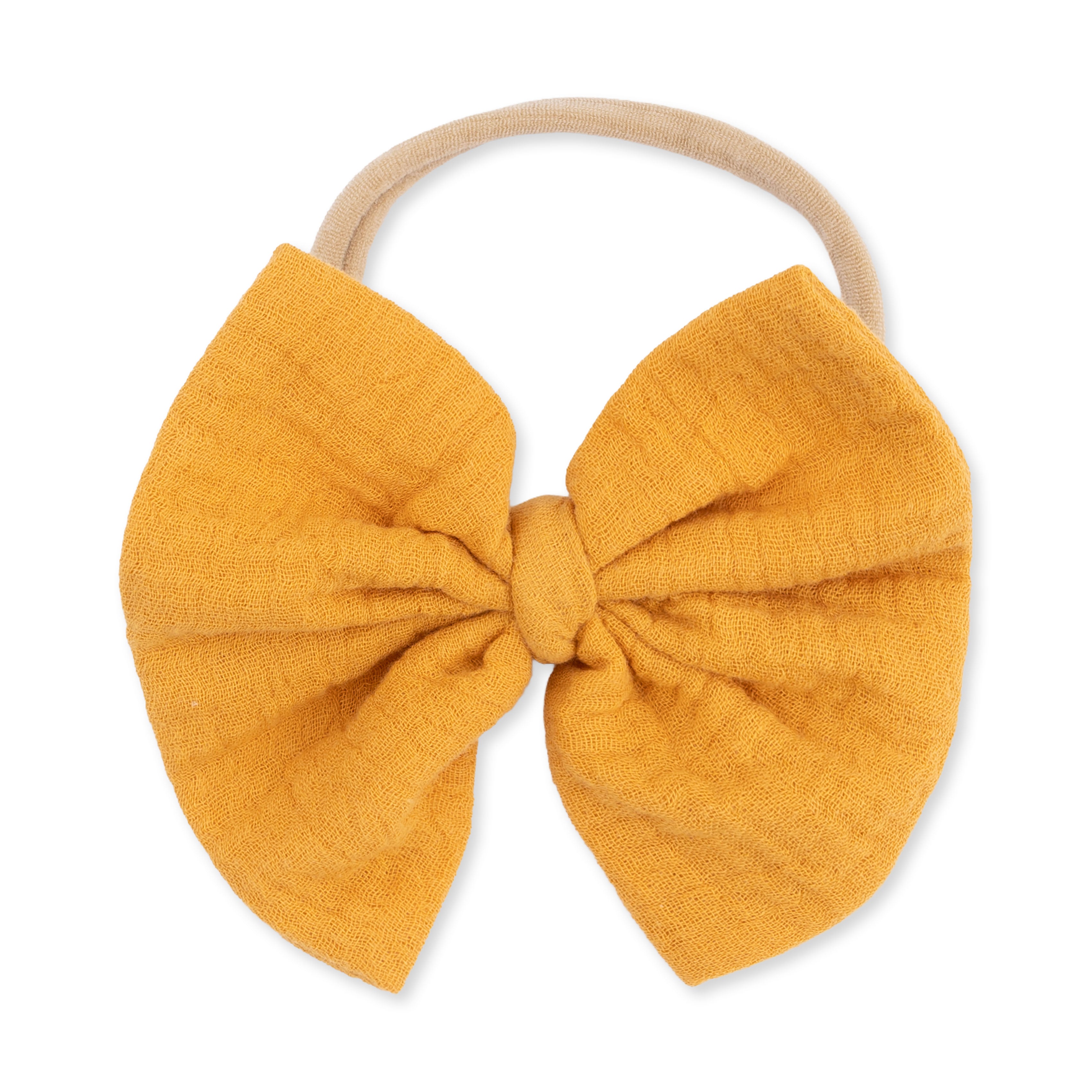 Bow on Headband - Muslin Sunflower