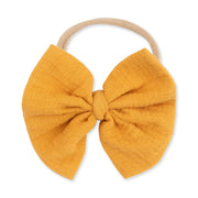 Bow on Headband - Muslin Sunflower