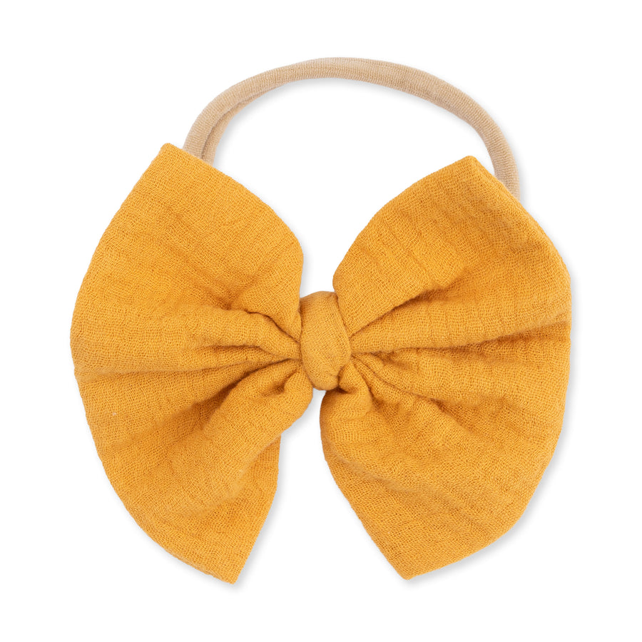 Bow on Headband - Muslin Sunflower