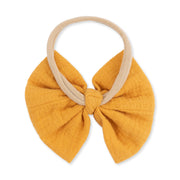 Bow on Headband - Muslin Sunflower