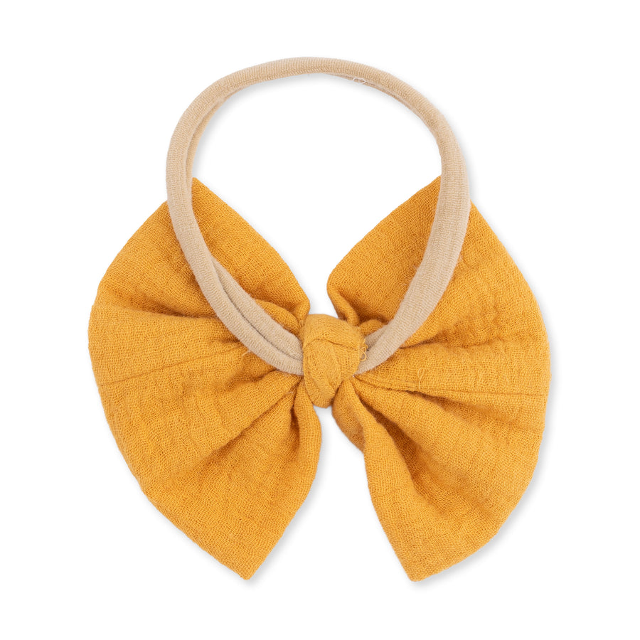 Bow on Headband - Muslin Sunflower