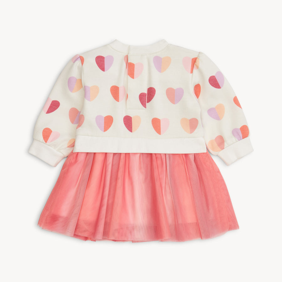 Brushed Fleece Tutu Sweatdress - Hearts