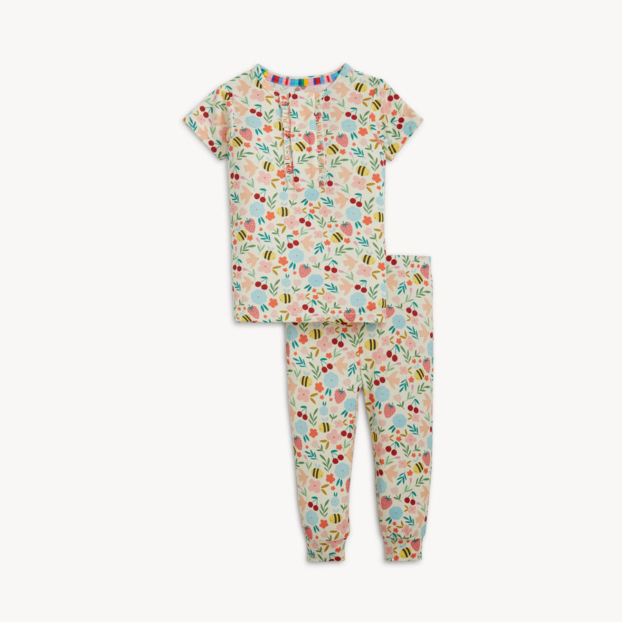 Modal Magnetic Ruffle Short Sleeve Pajamas - Honey Blossom