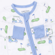 Bamboo Zipper Romper - Golf Carts - Blue