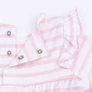 Ruffle Snap Sleeve Romper - Football Stripe