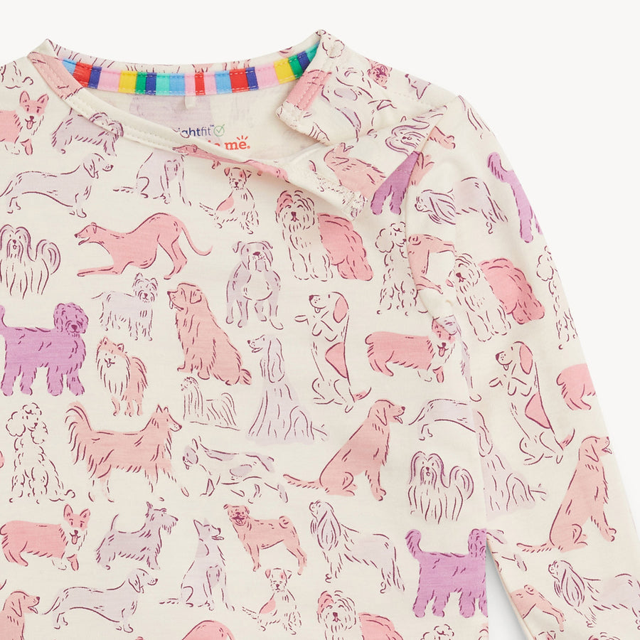 Modal Magnetic Long Sleeve Toddler Pajamas with Ruffles - Pink it's a PAW-TY