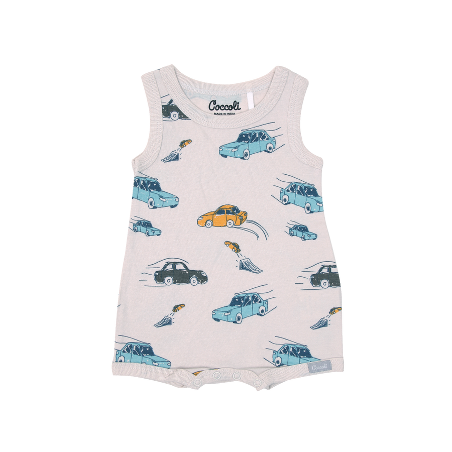 Modal Blend Romper - Light Beige Cars