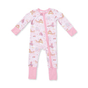 Bamboo Zipper Romper - Princess Unicorns and Castle