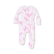 Bamboo Ruffle Zipper Footie - Pretty Bows