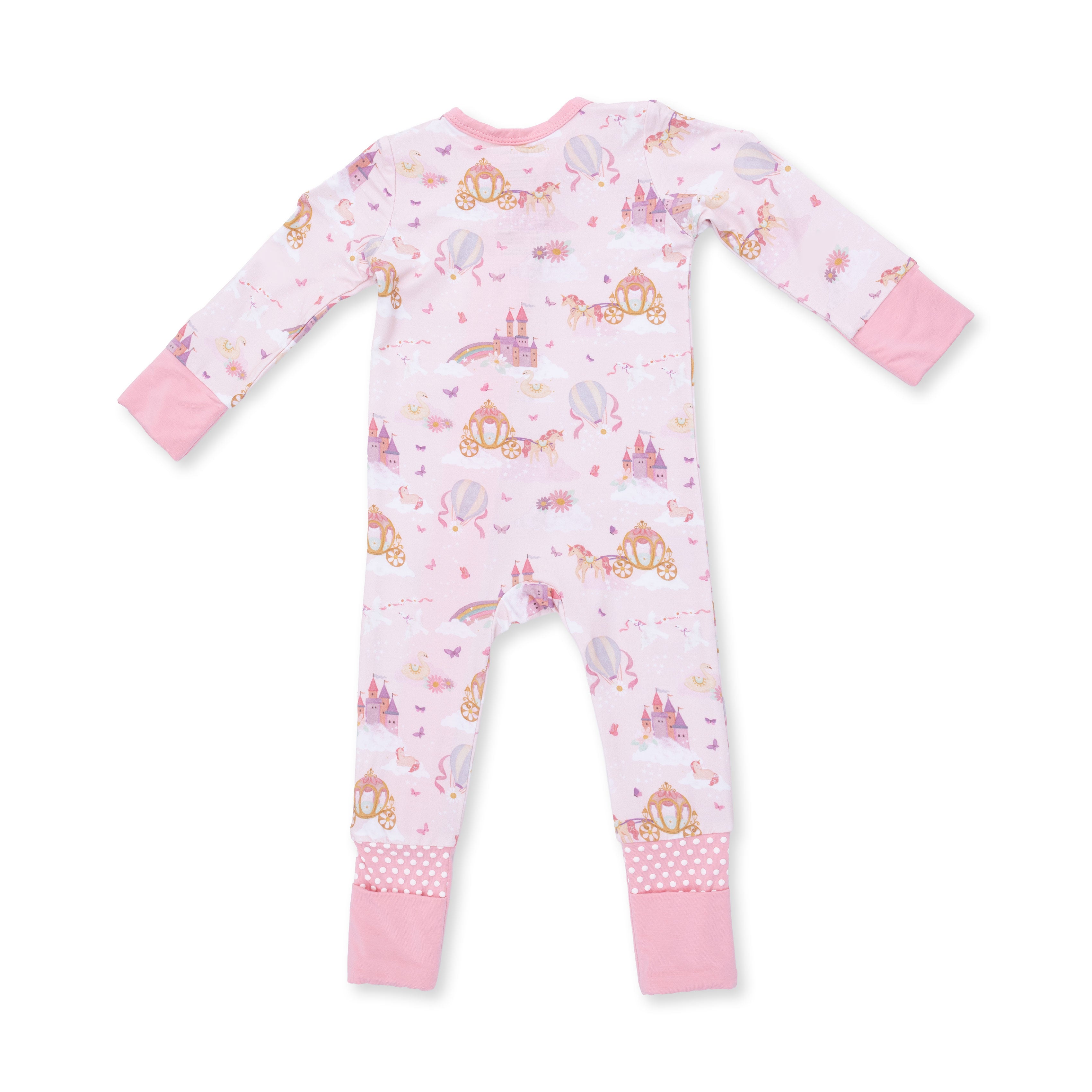 Bamboo Zipper Romper - Princess Unicorns and Castle