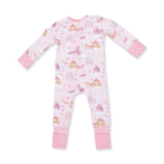 Bamboo Zipper Romper - Princess Unicorns and Castle