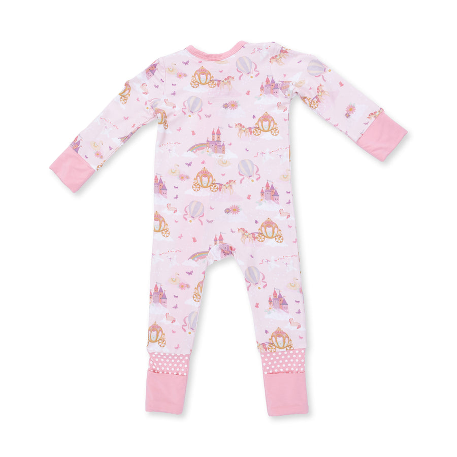 Bamboo Zipper Romper - Princess Unicorns and Castle
