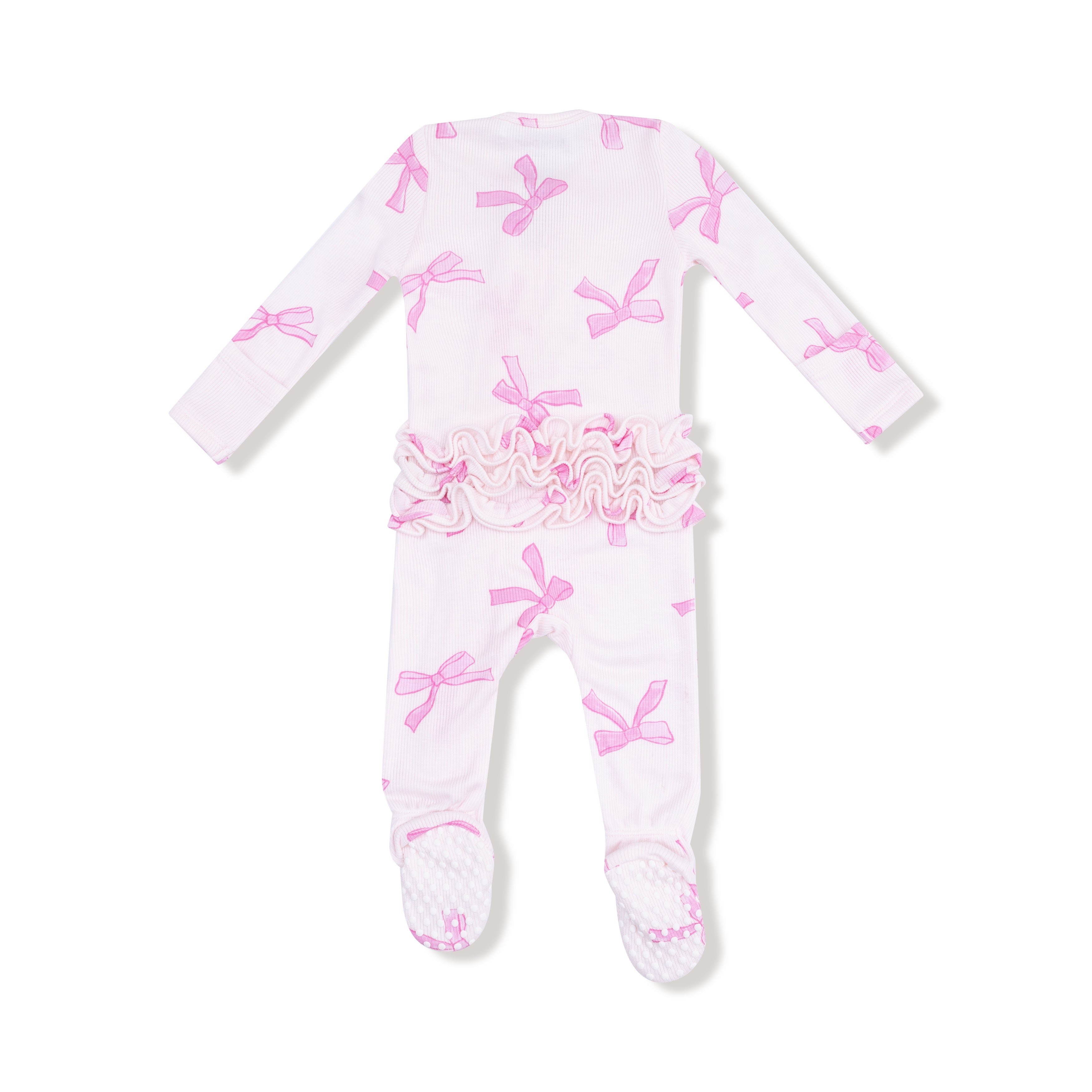 Bamboo Ruffle Zipper Footie - Pretty Bows