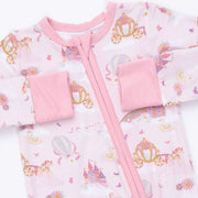 Bamboo Zipper Romper - Princess Unicorns and Castle