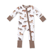 Bamboo Zipper Romper - Wild Horses