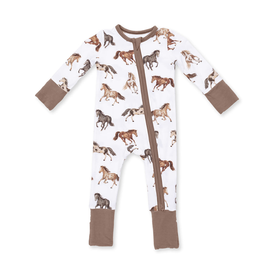 Bamboo Zipper Romper - Wild Horses
