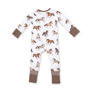 Bamboo Zipper Romper - Wild Horses
