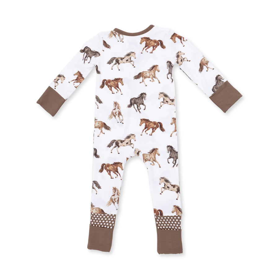 Bamboo Zipper Romper - Wild Horses
