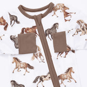 Bamboo Zipper Romper - Wild Horses