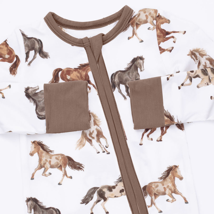 Bamboo Zipper Romper - Wild Horses