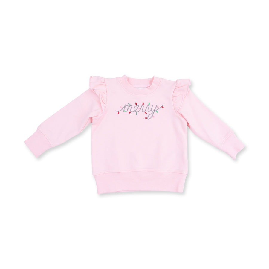 Ruffle Sweatshirt - Christmas Lights Merry
