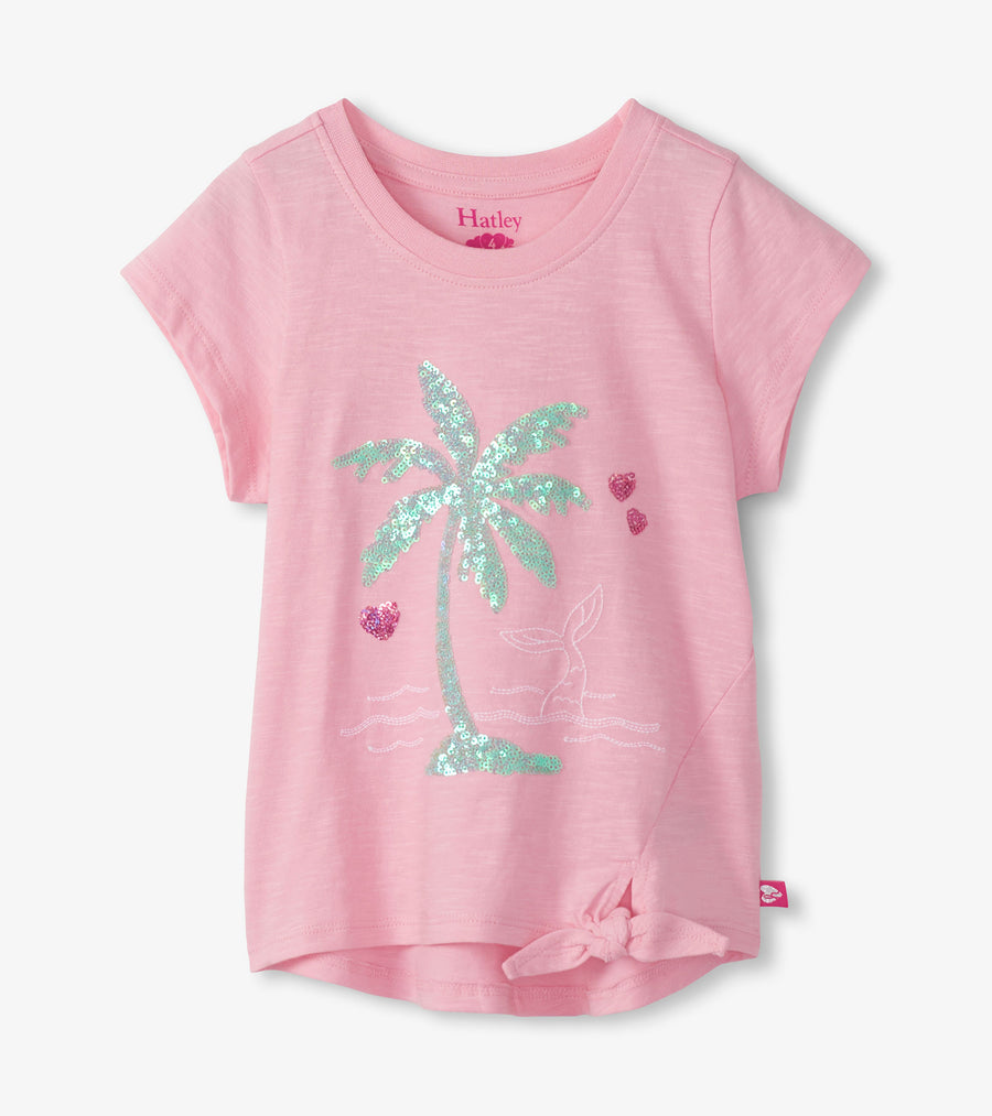 Tie Front Tee- Summer Palm