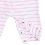 Ruffle Snap Sleeve Romper - Football Stripe