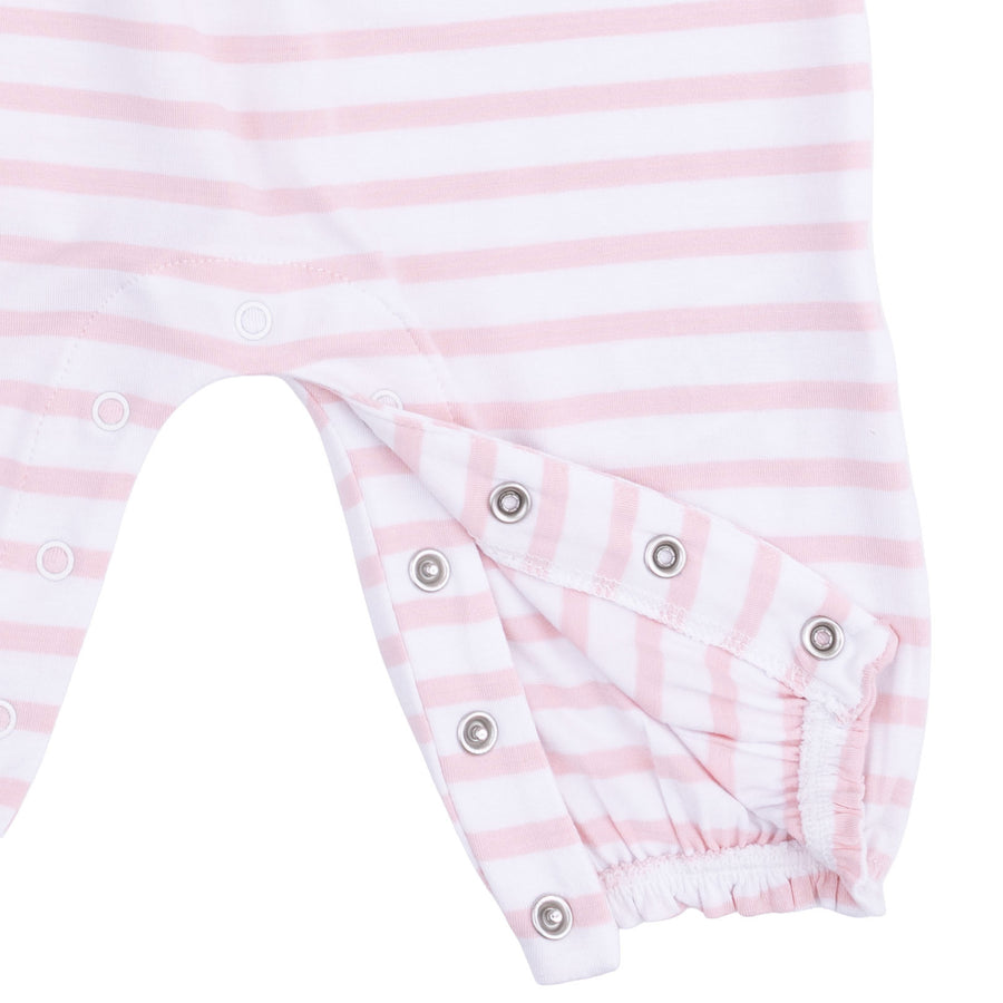 Ruffle Snap Sleeve Romper - Football Stripe