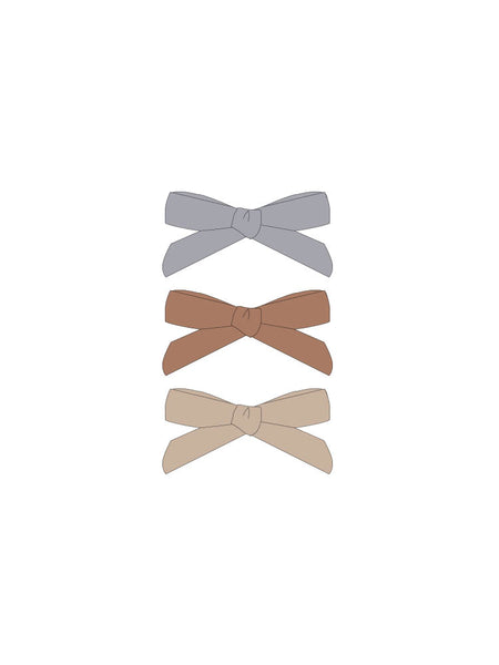 Pack of 3 Bow Clips - Periwinkle, Clay, & Oat