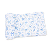 Bamboo Swaddle Blanket - Blue Bows and Flowers