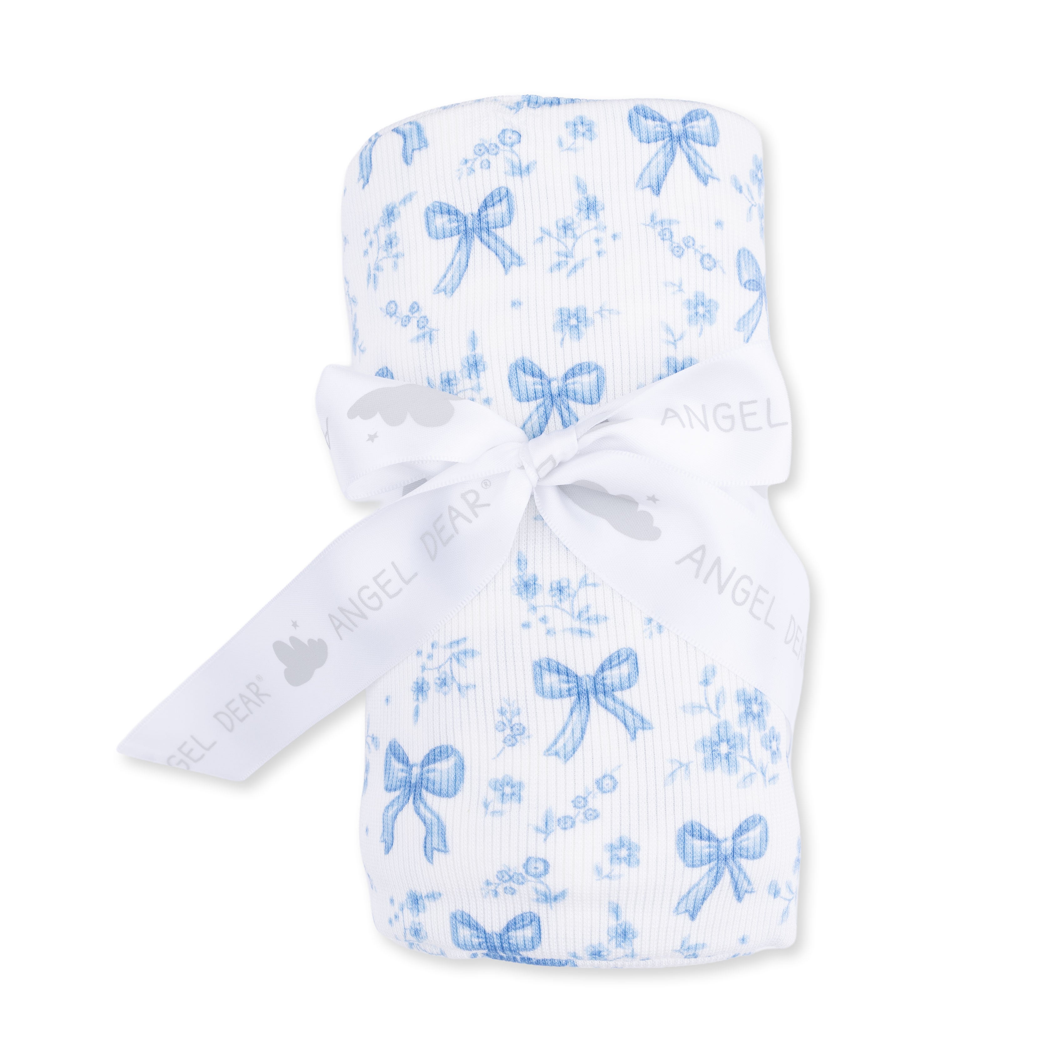 Bamboo Swaddle Blanket - Blue Bows and Flowers