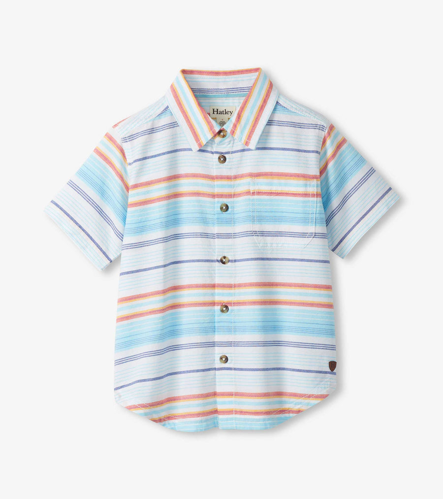 Woven Button Down - Sunset Stripes