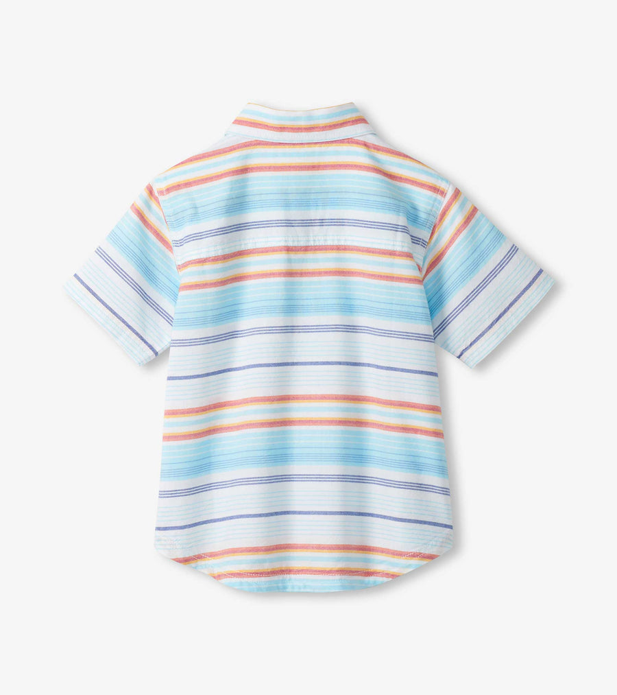 Woven Button Down - Sunset Stripes