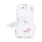 Bamboo Swaddle Blanket - Explorer Puppy - Pink